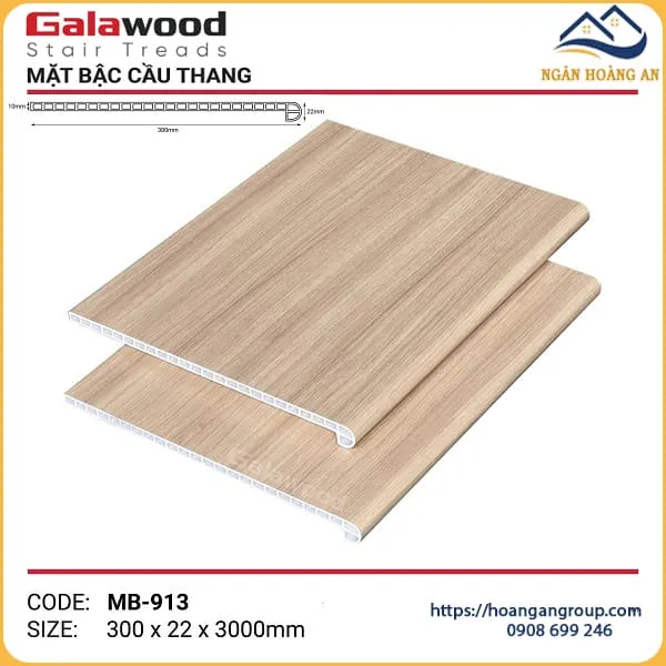 Mặt Bậc Cầu Thang Nhựa Giả Gỗ Galawood MB-913