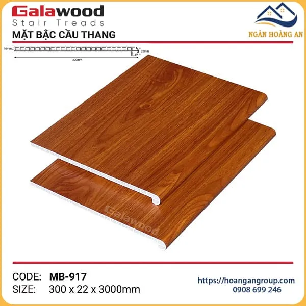 Mặt Bậc Cầu Thang Nhựa Giả Gỗ Galawood MB-917