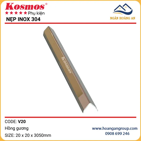 Nẹp V20 Inox 304 Ốp Tấm Than Tre Kosmos V20x20