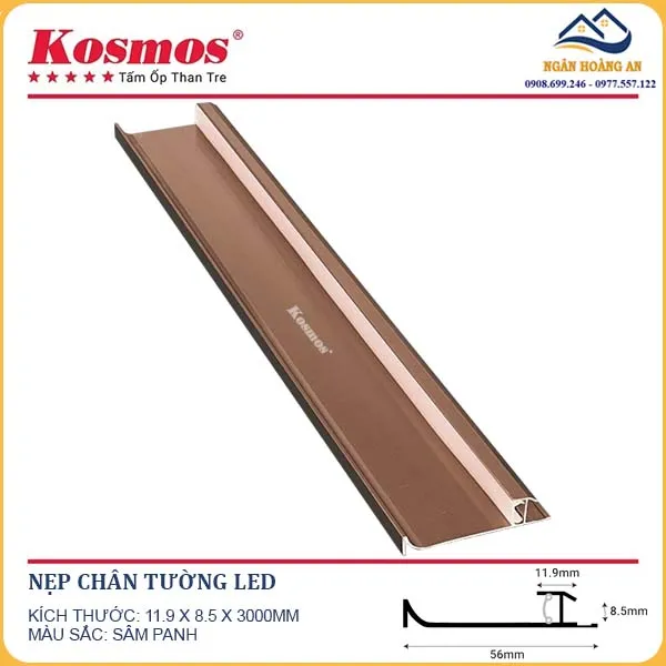Nẹp Chân Tường Led Tấm Ốp Than Tre Kosmos