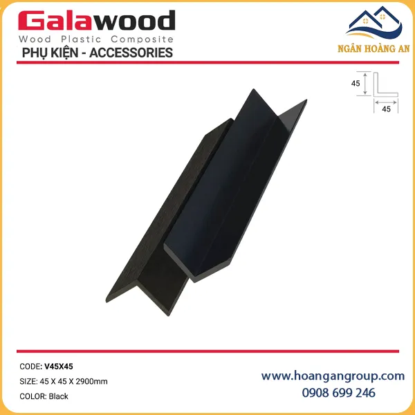 Nẹp Góc V Gỗ Nhựa Ngoài Trời Galawood V45x45