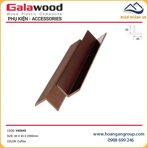 Nẹp Góc V Gỗ Nhựa Ngoài Trời Galawood V45x45