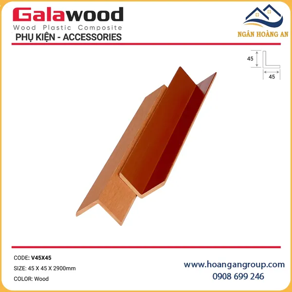 Nẹp Góc V Gỗ Nhựa Ngoài Trời Galawood V45x45
