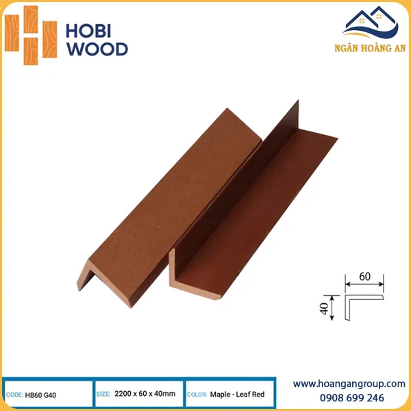 Nẹp Góc V Gỗ Nhựa Ngoài Trời Hobi Wood 60x40