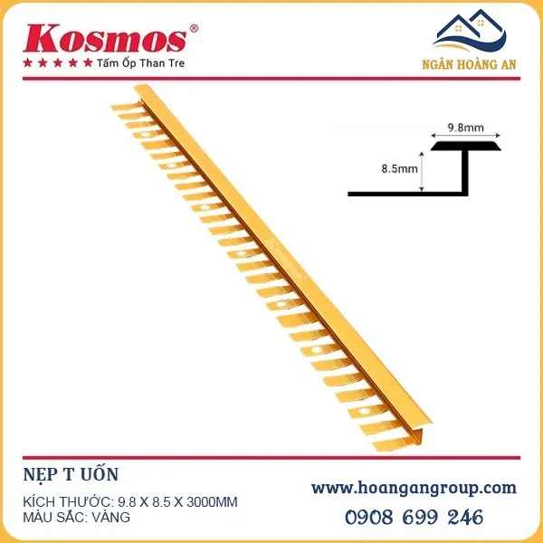 Phụ Kiện Nẹp Nhôm Tấm Ốp Than Tre Kosmos Màu Vàng