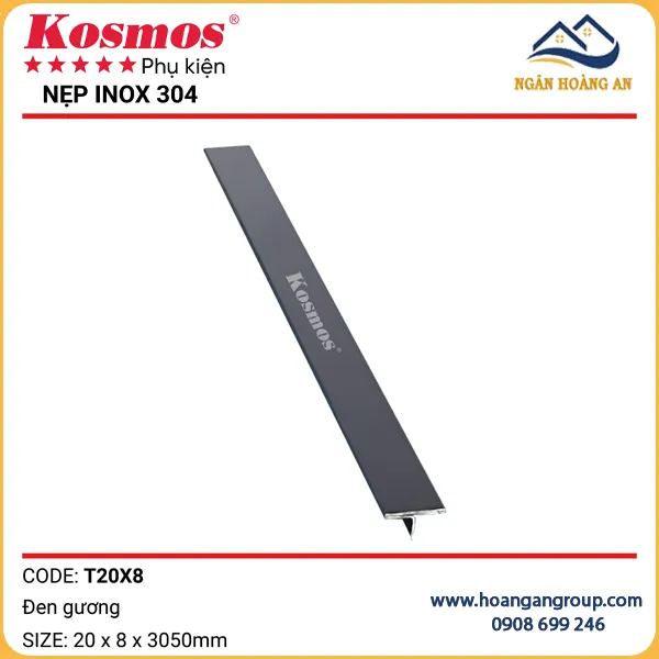 Nẹp T20 Inox 304 Tấm Than Tre Kosmos T20x8 