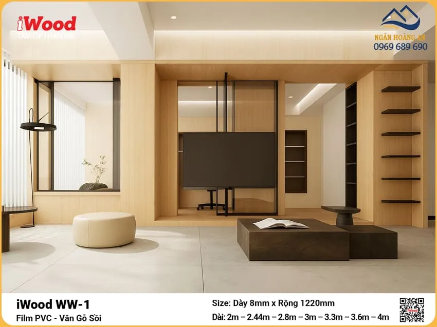 Tấm Ốp Đa Năng Sợi Than Tre Vân Gỗ Chống Xước Iwood WW-1