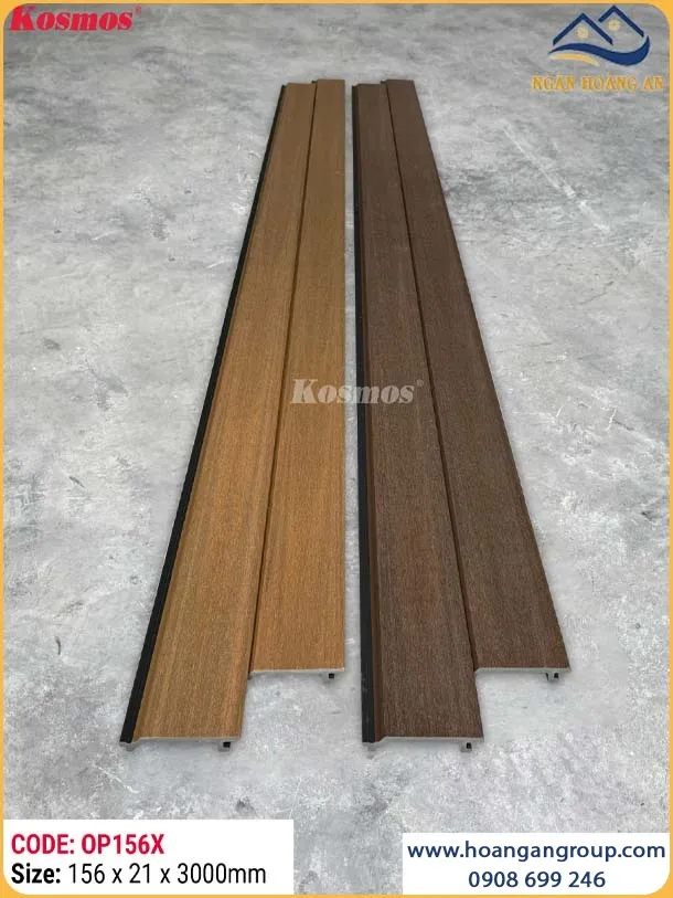 Tấm Ốp Trần Gỗ Nhựa Ngoài Trời 2 Da Kosmos OP156X Teak