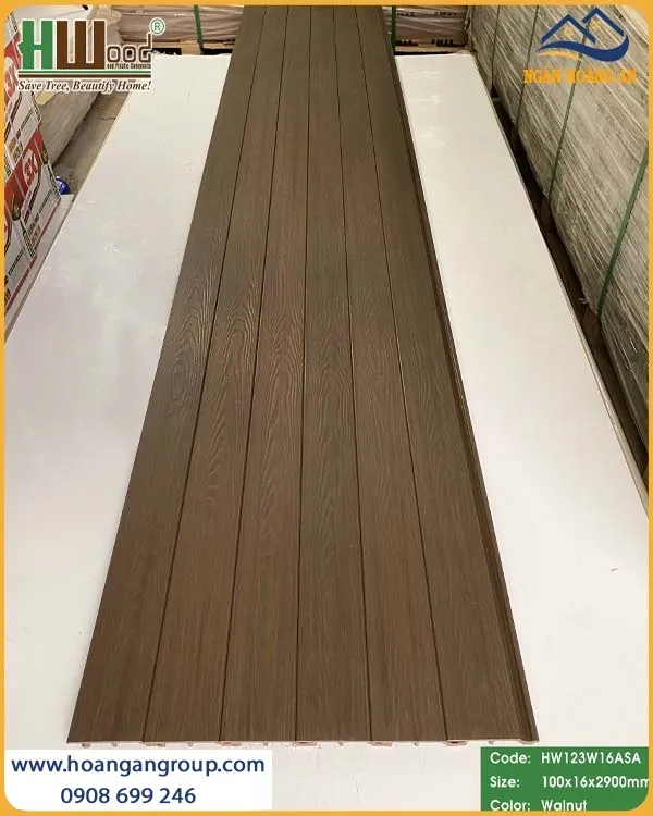 Tấm Ốp Tường Gỗ Nhựa Phủ ASA  Hwood HW123W16ASA Walnut