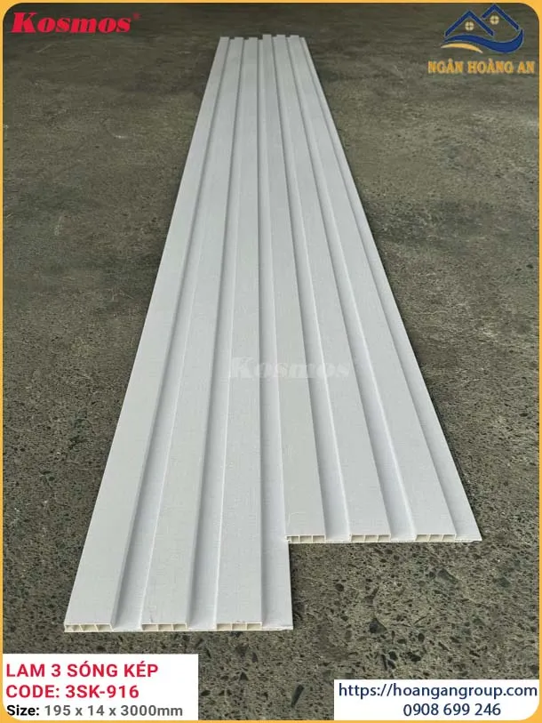 Tấm Nhựa Ốp Tường Lam 3 Sóng Chân Kép Kosmos 3SK-916