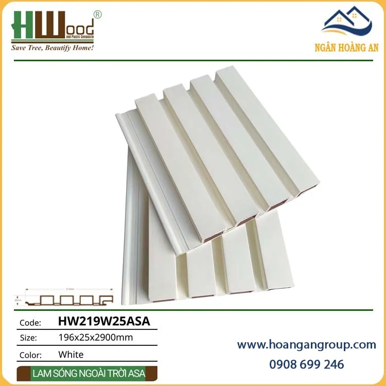 Ốp Tường Trần Lam 4 Sóng Ngoài Trời Phủ ASA Hwood HW219W25ASA