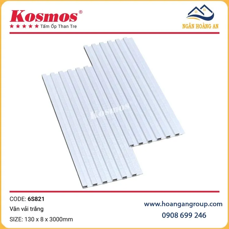 Ốp Tường Lam Sóng Sợi Than Tre Vân Giấy Trắng Kosmos 6S821