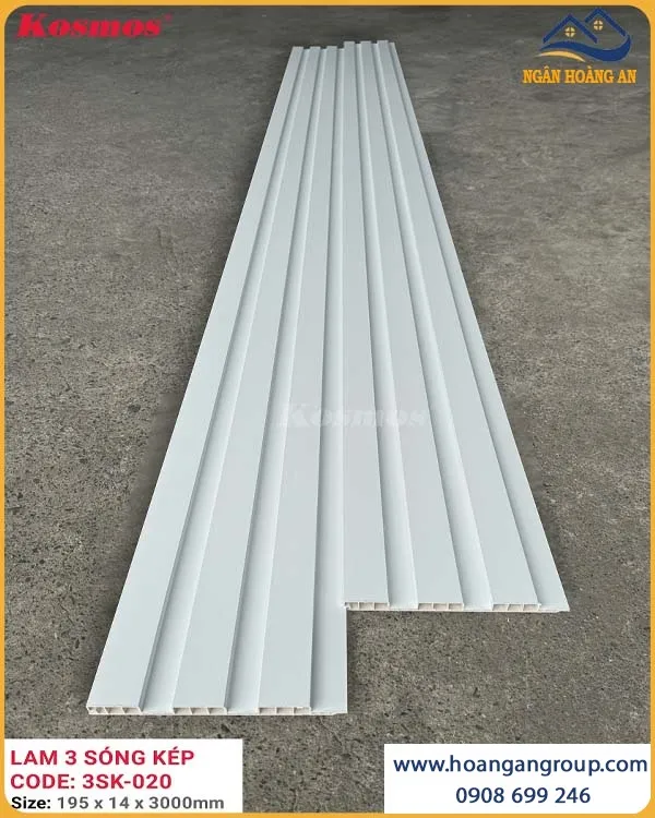 Tấm Ốp Tường Lam Sóng Thấp Kosmos Màu Trắng Trơn 3SK-020