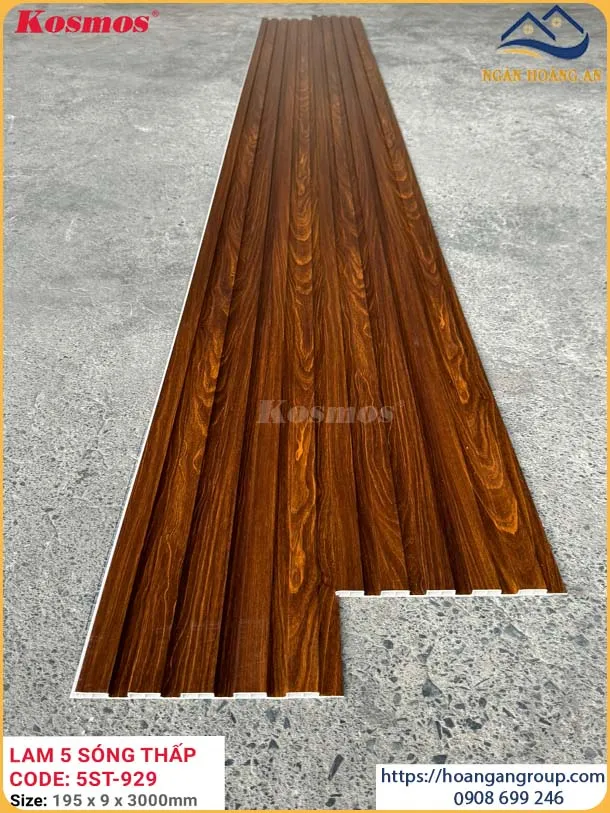 Ốp Tường Ốp Trần Lam 5 Sóng Giả Gỗ  Kosmos 5ST-929