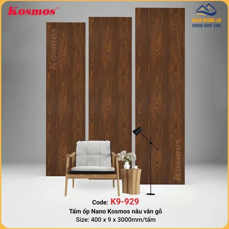 Ốp Tường Ốp Trần Tấm Nano Chân Kép Giả Gỗ Kosmos K9-929
