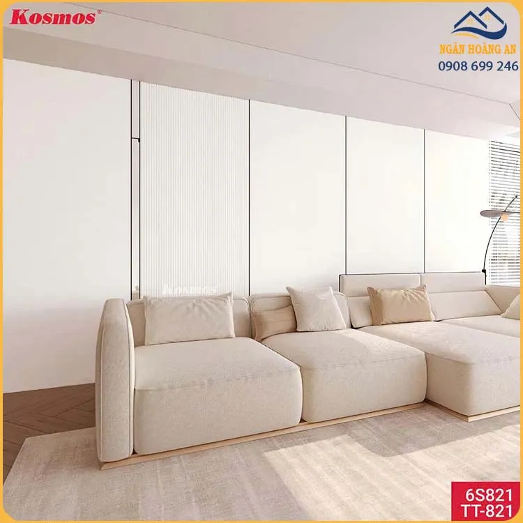 Ốp Tường Lam Sóng Sợi Than Tre Vân Giấy Trắng Kosmos 6S821