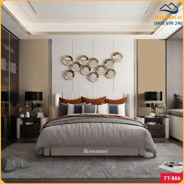 Tấm Ốp Than Tre Kim Loại Vàng Biên Dạng Chiếc Lá Kosmos TT-866