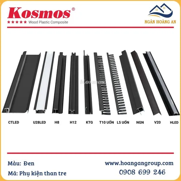 Phụ Kiện Nẹp Nhôm Tấm Ốp Than Tre Kosmos Màu Đen