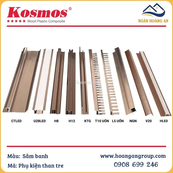Phụ Kiện Nẹp Nhôm Tấm Ốp Than Tre Kosmos Màu Sam Banh