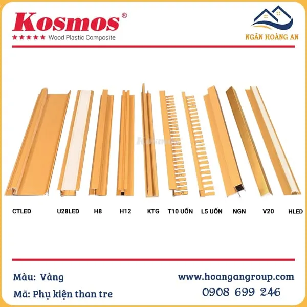 Phụ Kiện Nẹp Nhôm Tấm Ốp Than Tre Kosmos Màu Vàng