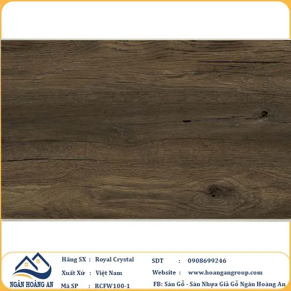 Sàn Đá Công Nghệ Giả Gỗ Hèm Khóa SPC Royal Crystal RCFW100-1 (S03)