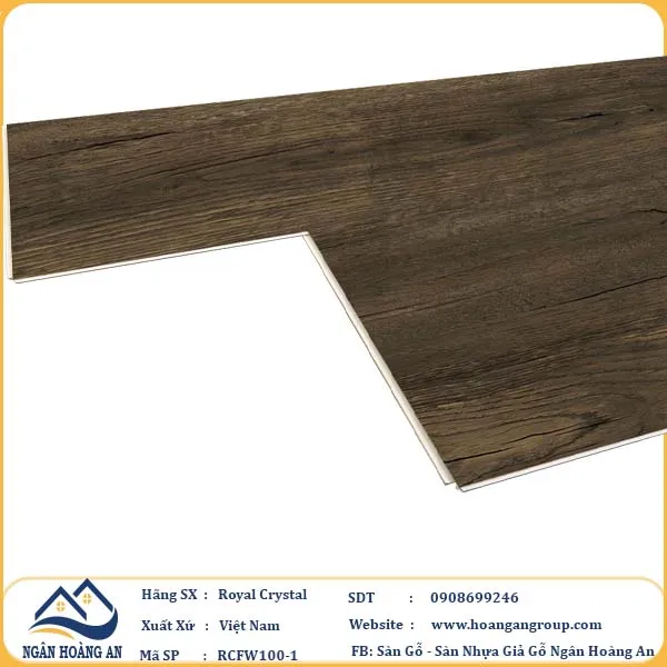 Sàn Đá Công Nghệ Giả Gỗ Hèm Khóa SPC Royal Crystal RCFW100-1 (S02)