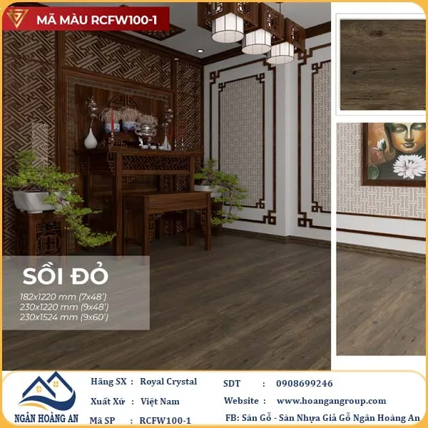 Sàn Đá Công Nghệ Giả Gỗ Hèm Khóa SPC Royal Crystal RCFW100-1 (S02)