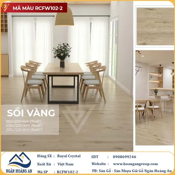 Sàn Đá Công Nghệ Giả Gỗ Hèm Khóa SPC Royal Crystal RCFW102-2 (S01)