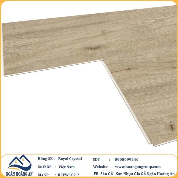Sàn Đá Công Nghệ Giả Gỗ Hèm Khóa SPC Royal Crystal RCFW102-2 (S02)