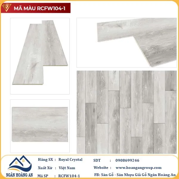 Sàn Đá Công Nghệ Giả Gỗ Hèm Khóa SPC Royal Crystal RCFW104-1 (S01)