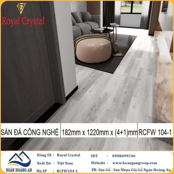 Sàn Đá Công Nghệ Giả Gỗ Hèm Khóa SPC Royal Crystal RCFW104-1 (S03)