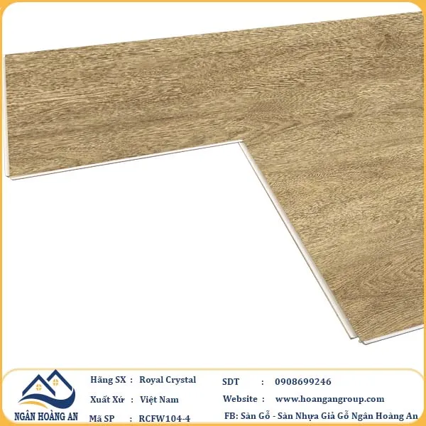 Sàn Đá Công Nghệ Giả Gỗ Hèm Khóa SPC Royal Crystal RCFW104-4 (S02)