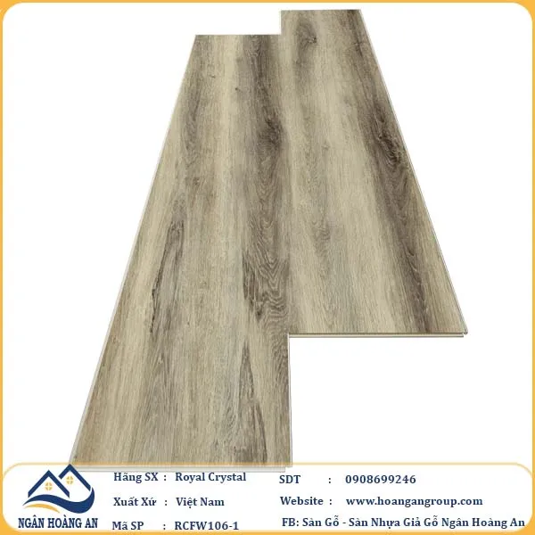 Sàn Đá Công Nghệ Giả Gỗ Hèm Khóa SPC Royal Crystal RCFW106-1 (S01)