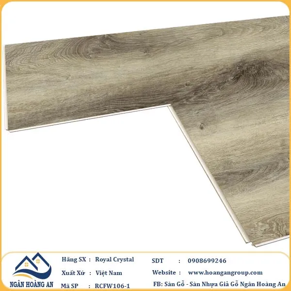 Sàn Đá Công Nghệ Giả Gỗ Hèm Khóa SPC Royal Crystal RCFW106-1 (S02)