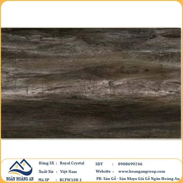 Sàn Đá Công Nghệ Giả Gỗ Hèm Khóa SPC Royal Crystal RCFW108-1 (S02)