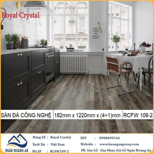 Sàn Đá Công Nghệ Giả Gỗ Hèm Khóa SPC Royal Crystal RCFW109-2 (S02)