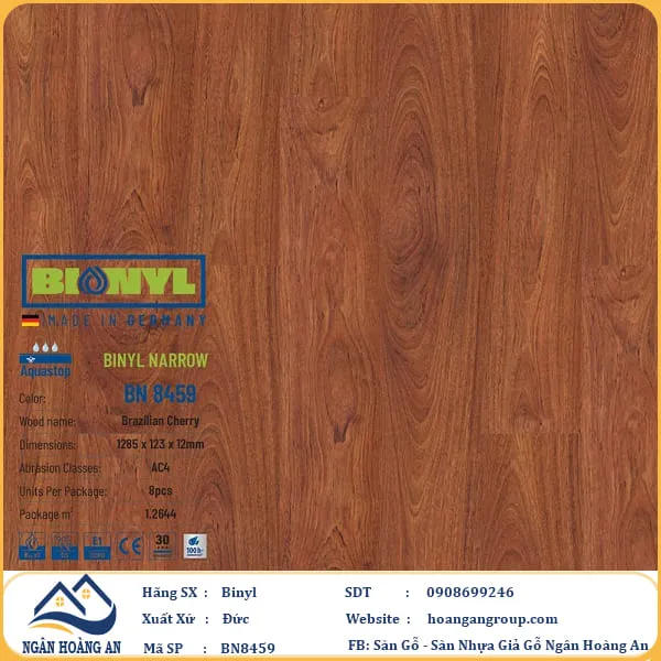 Sàn Gỗ Công Nghiệp Binyl BN8459 dày 12mm