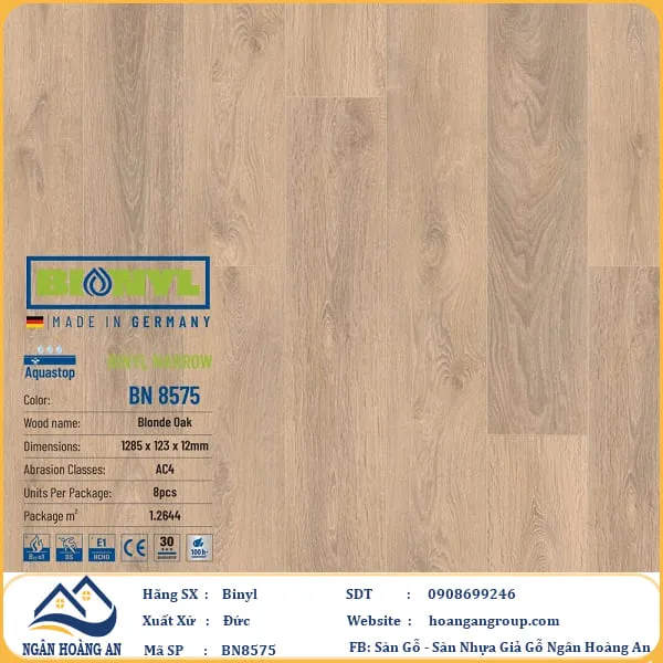 Sàn Gỗ Công Nghiệp Binyl BN8575 dày 12mm
