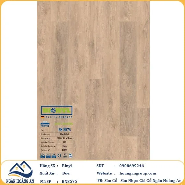 Sàn Gỗ Công Nghiệp Binyl BN8575 dày 12mm