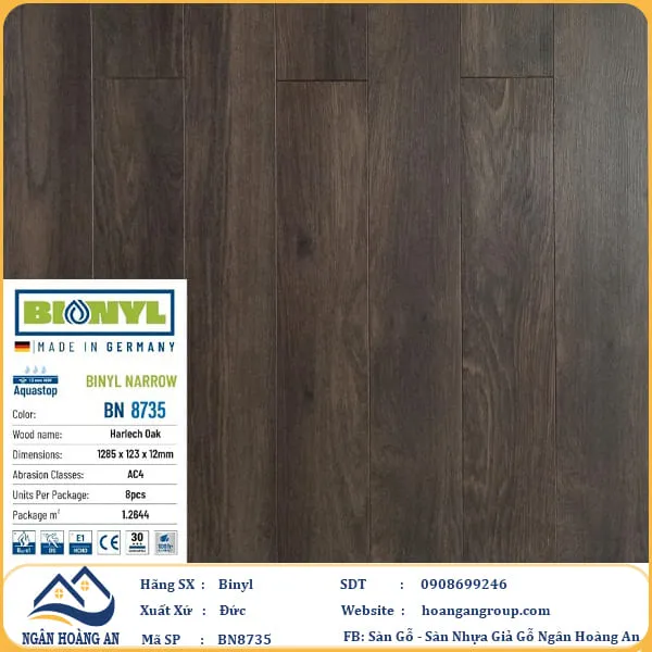 Sàn Gỗ Công Nghiệp Binyl BN8735 dày 12mm