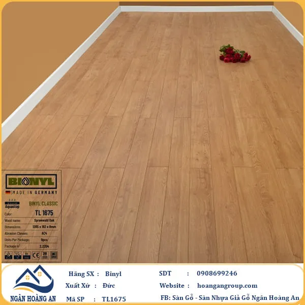 Sàn Gỗ Công Nghiệp Binyl TL1675 dày 8mm