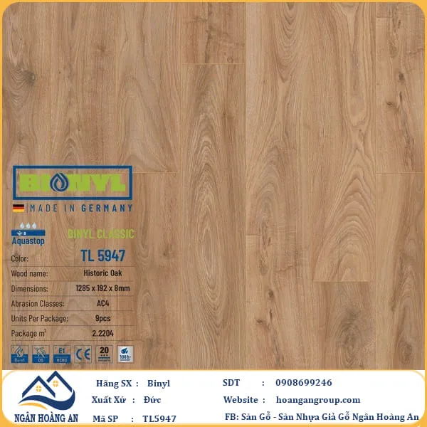 Sàn Gỗ Công Nghiệp Binyl TL5947 dày 8mm