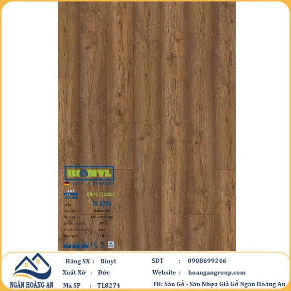 Sàn Gỗ Công Nghiệp Binyl TL8274 dày 8mm