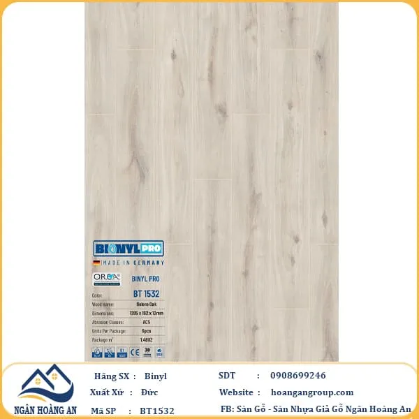 Sàn Gỗ Công Nghiệp Binyl Pro BT1532 dày 12mm