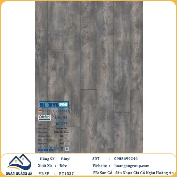 Sàn Gỗ Công Nghiệp Binyl Pro BT1537 dày 12mm