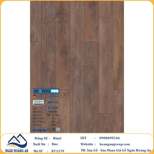 Sàn Gỗ Công Nghiệp Binyl Pro BT1579 dày 12mm