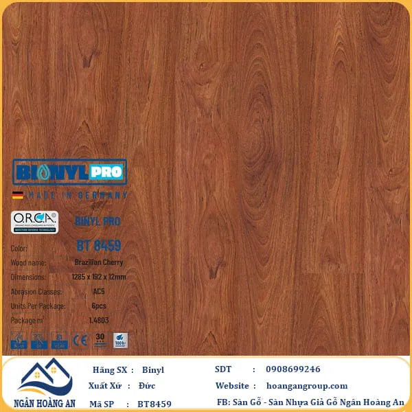 Sàn Gỗ Công Nghiệp Binyl Pro BT8459 dày 12mm