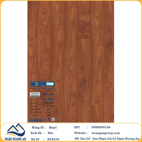 Sàn Gỗ Công Nghiệp Binyl Pro BT8459 dày 12mm