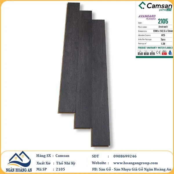 Sàn Gỗ Công Nghiệp Camsan Hèm V 2105 12mm