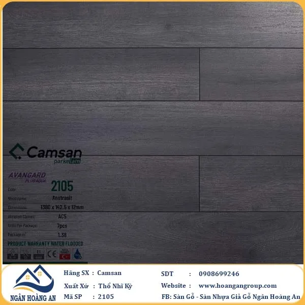 Sàn Gỗ Công Nghiệp Camsan Hèm V 2105 12mm